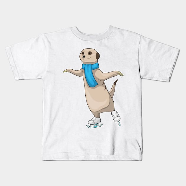 Meerkat Ice skating Ice skates Kids T-Shirt by Markus Schnabel